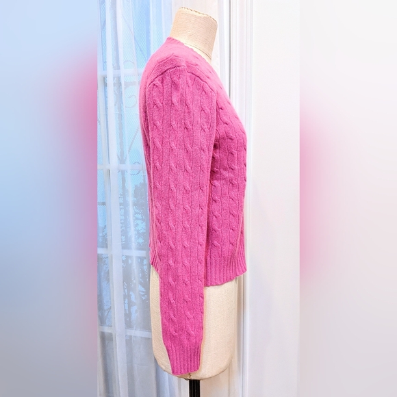 Ralph Lauren Cashmere Sweater XL orchid pink cable knit slim fit Black Label EUC - Picture 2 of 6